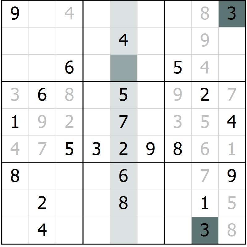 Position des candidats pour la solution de la Gr 41 page 43 du magazine de sudoku Success n° 020