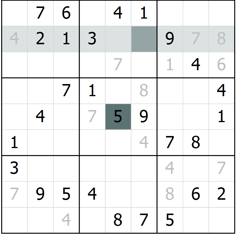 Position des candidats pour la solution de la Gr 42 page 44 du magazine de sudoku Success n° 020
