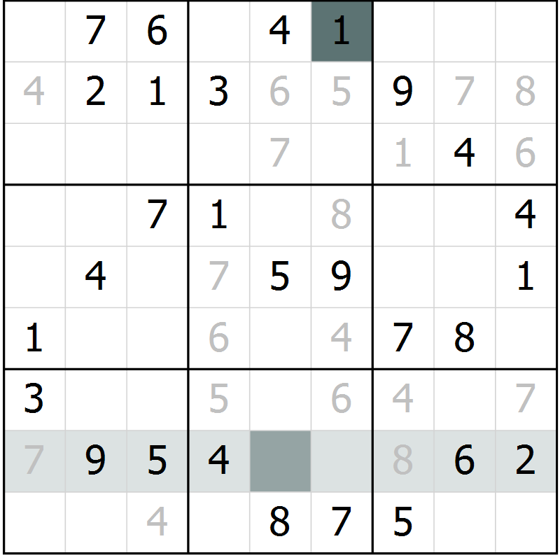 Position des candidats pour la solution de la Gr 42 page 44 du magazine de sudoku Success n° 020