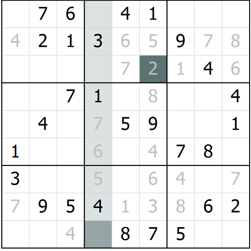 Position des candidats pour la solution de la Gr 42 page 44 du magazine de sudoku Success n° 020