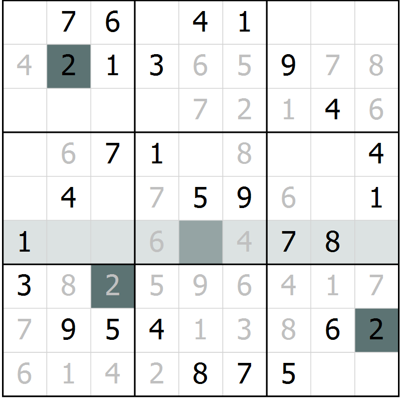 Position des candidats pour la solution de la Gr 42 page 44 du magazine de sudoku Success n° 020