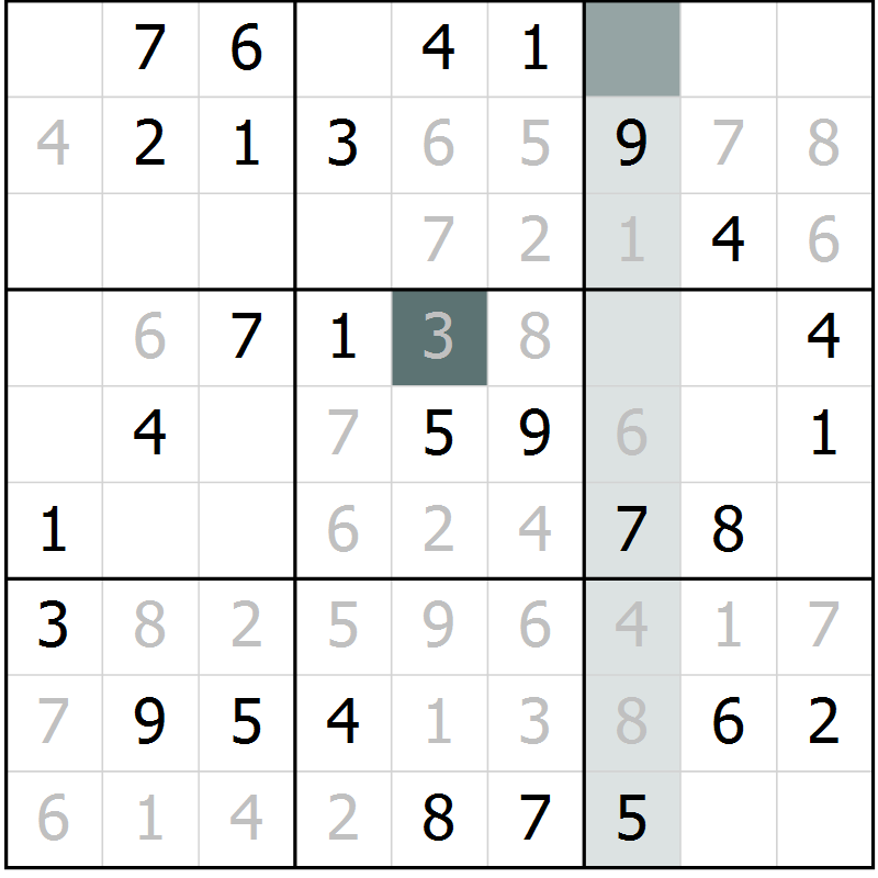 Position des candidats pour la solution de la Gr 42 page 44 du magazine de sudoku Success n° 020