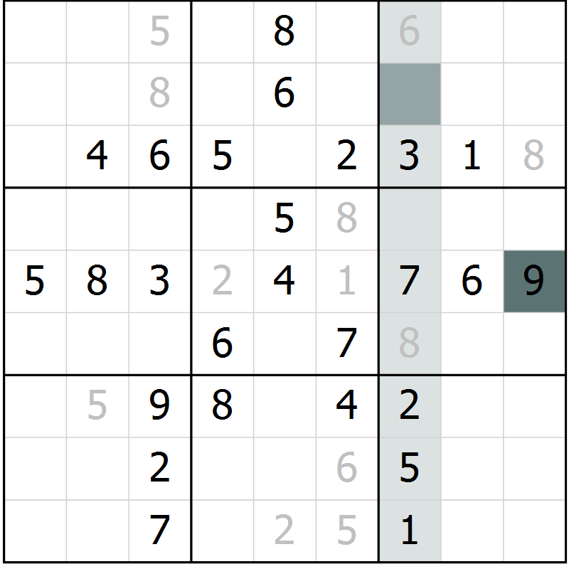 Position des candidats pour la solution de la Gr 43 page 45 du magazine de sudoku Success n° 020