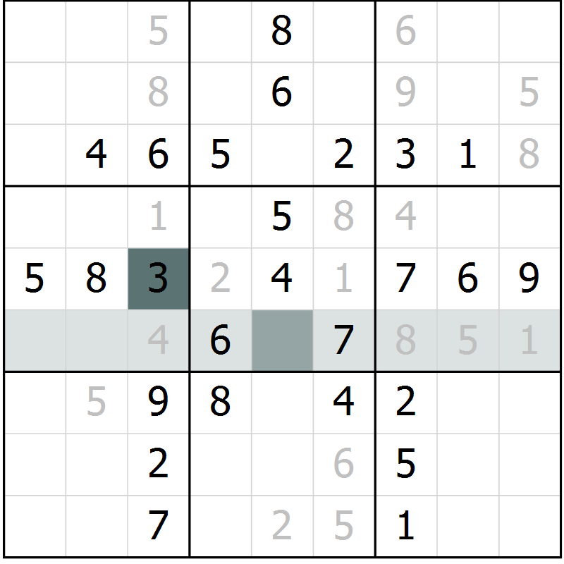 Position des candidats pour la solution de la Gr 43 page 45 du magazine de sudoku Success n° 020