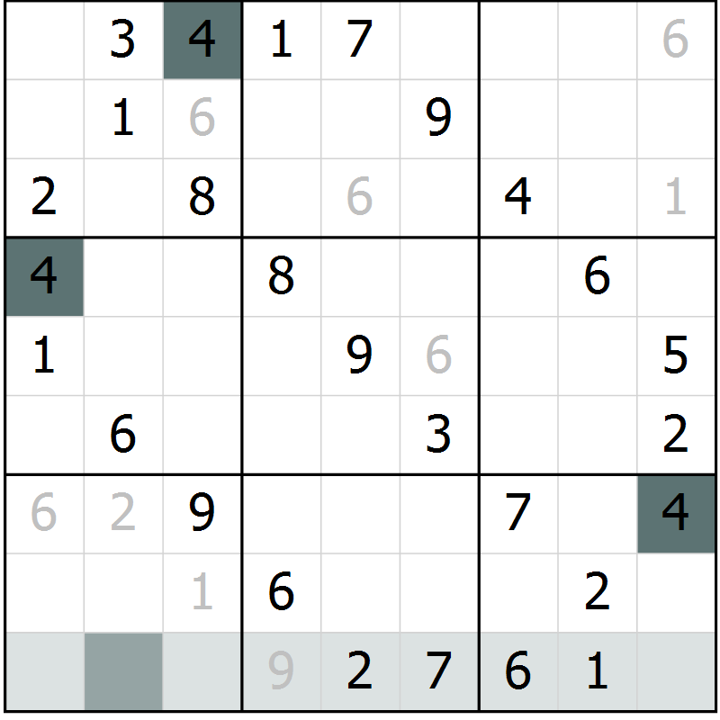 Position des candidats pour la solution de la Gr 45 page 47 du magazine de sudoku Success n° 020