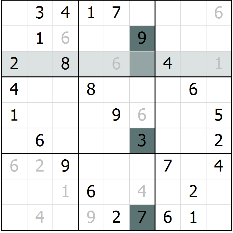 Position des candidats pour la solution de la Gr 45 page 47 du magazine de sudoku Success n° 020