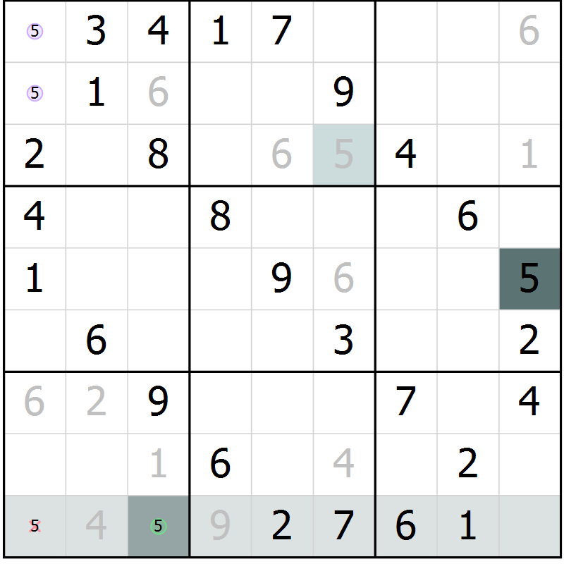 Position des candidats pour la solution de la Gr 45 page 47 du magazine de sudoku Success n° 020