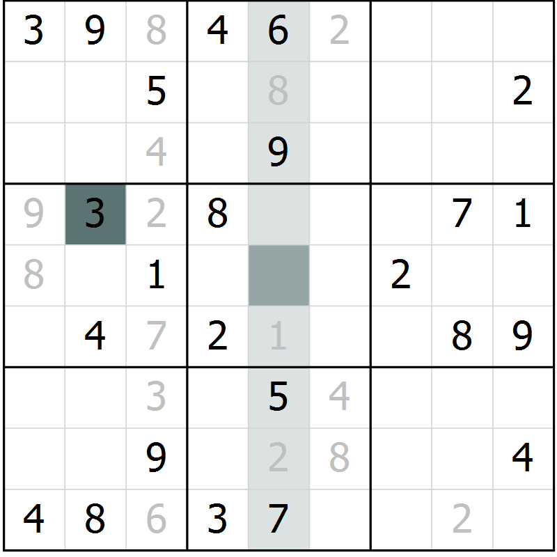 Position des candidats pour la solution de la Gr 46 page 48 du magazine de sudoku Success n° 020
