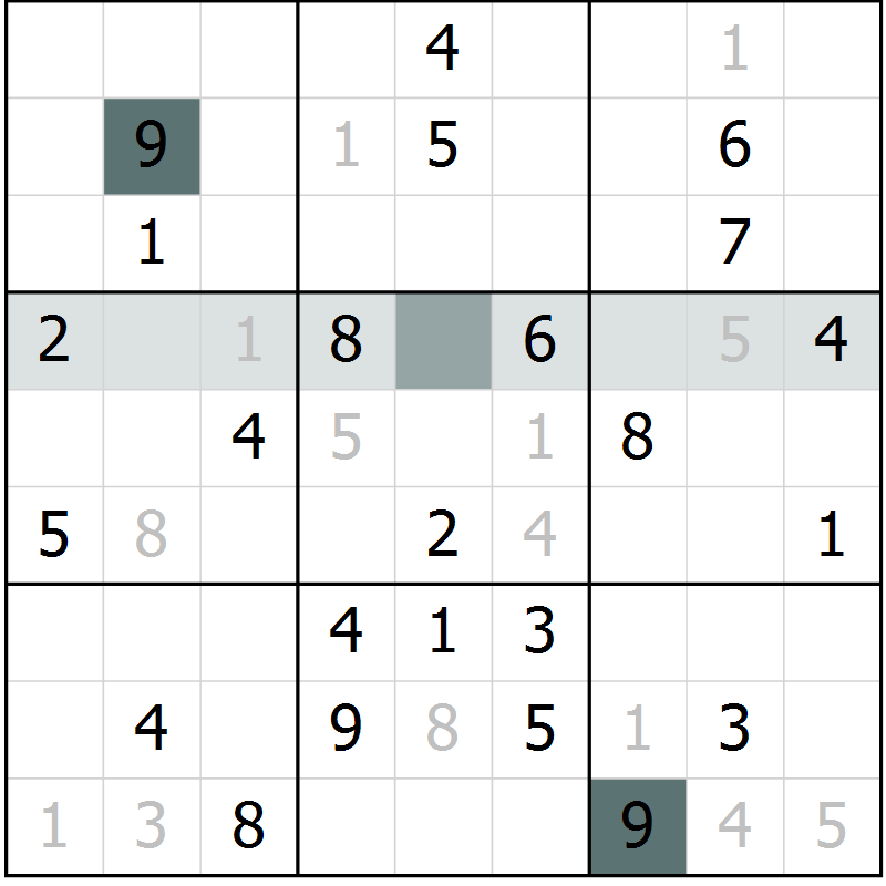 Position des candidats pour la solution de la Gr 47 page 49 du magazine de sudoku Success n° 020