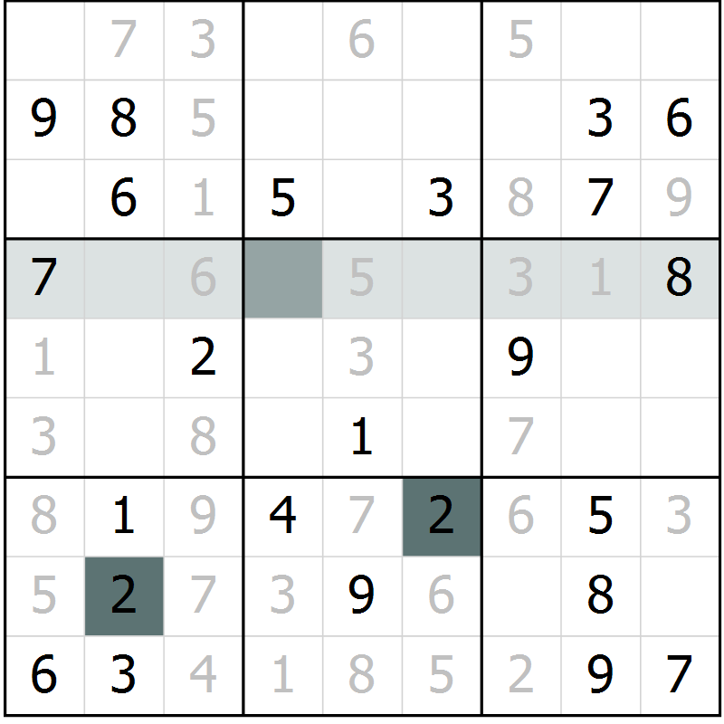 Position des candidats pour la solution de la Gr 48 page 50 du magazine de sudoku Success n° 020