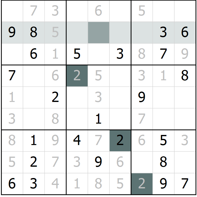 Position des candidats pour la solution de la Gr 48 page 50 du magazine de sudoku Success n° 020