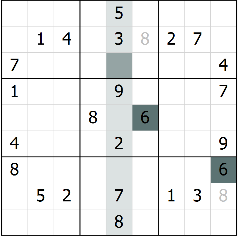 Position des candidats pour la solution de la Gr 49 page 51 du magazine de sudoku Success n° 020