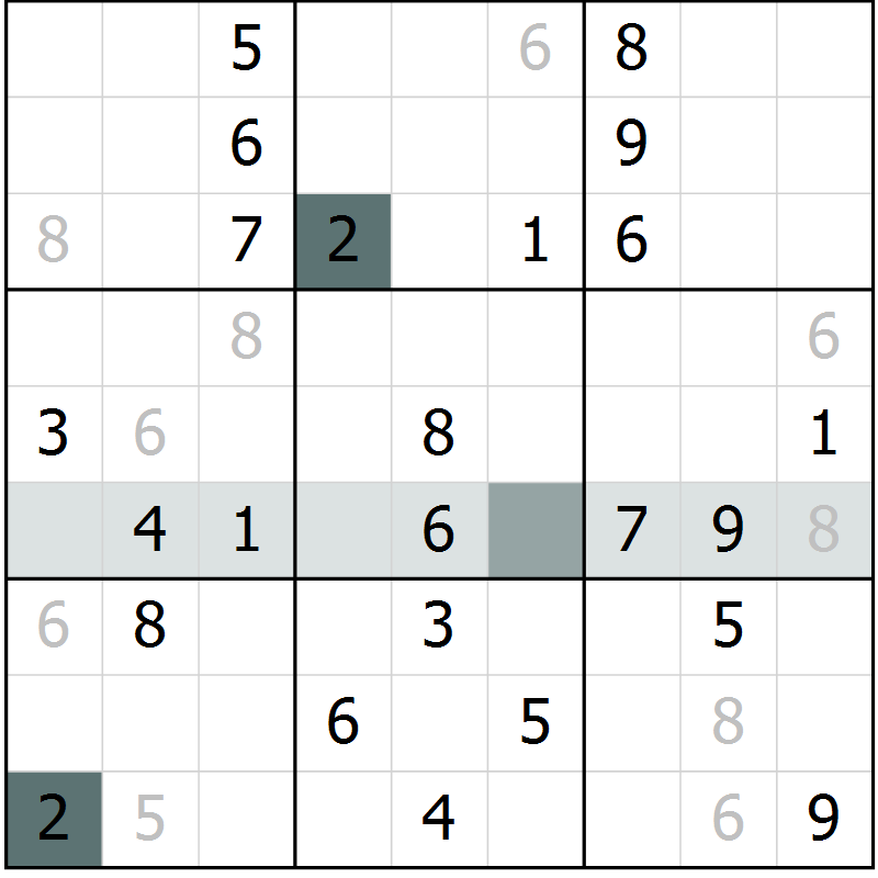 Position des candidats pour la solution de la Gr 5 page 7 du magazine de sudoku Success n° 020