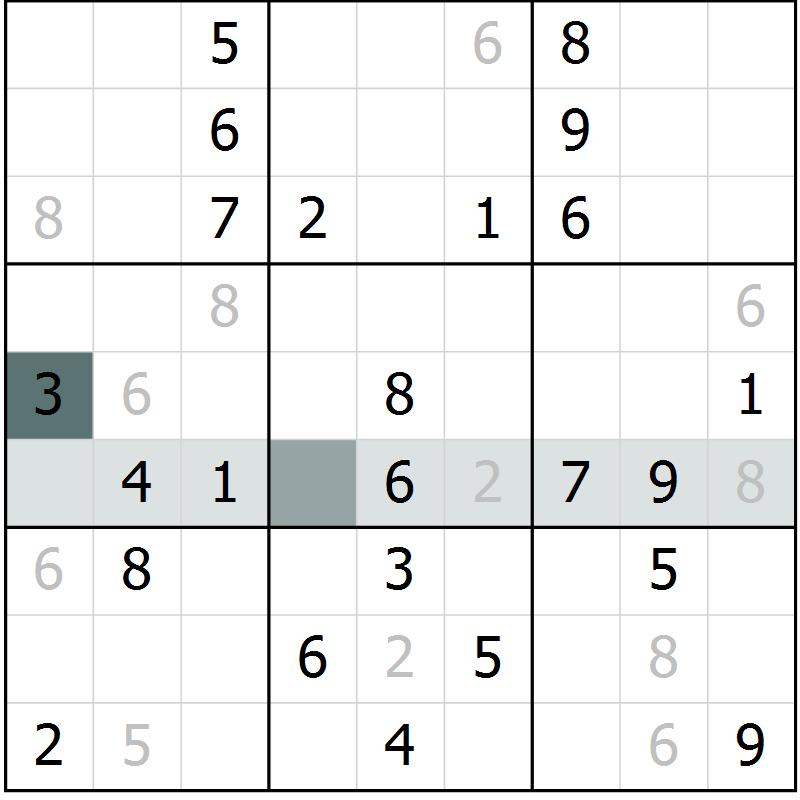 Position des candidats pour la solution de la Gr 5 page 7 du magazine de sudoku Success n° 020