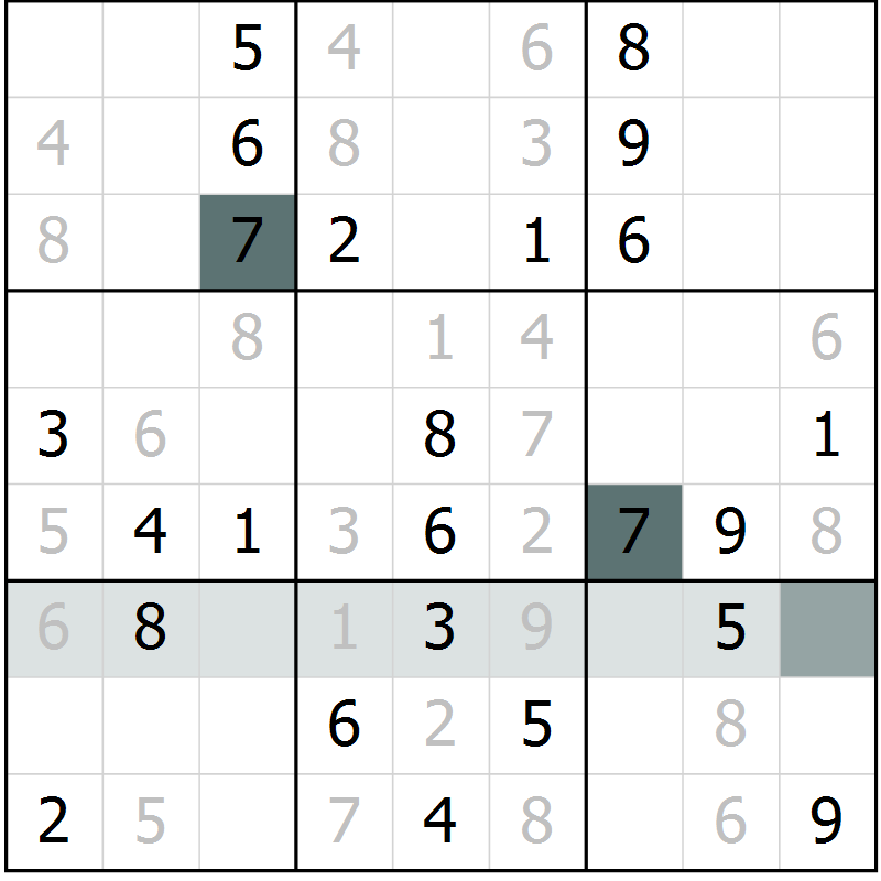 Position des candidats pour la solution de la Gr 5 page 7 du magazine de sudoku Success n° 020