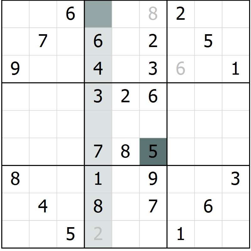 Position des candidats pour la solution de la Gr 51 page 53 du magazine de sudoku Success n° 020