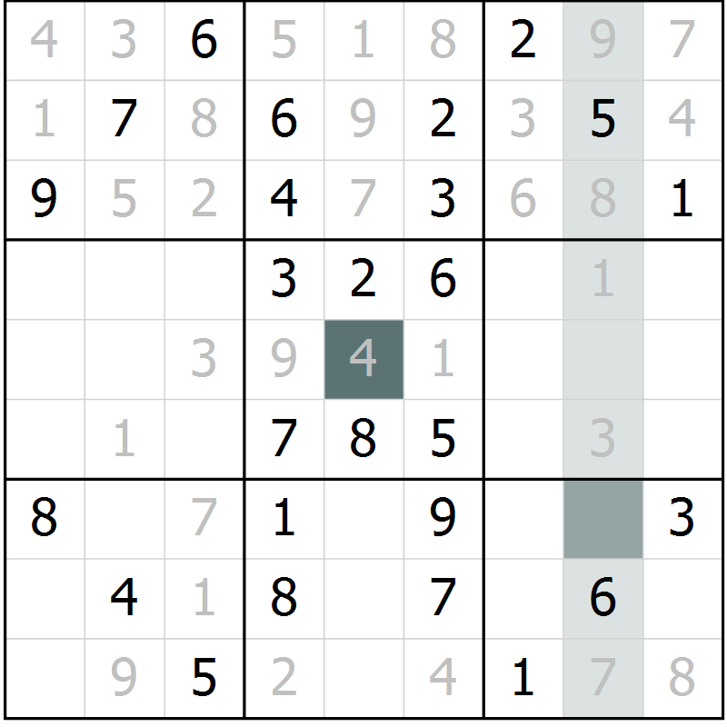 Position des candidats pour la solution de la Gr 51 page 53 du magazine de sudoku Success n° 020
