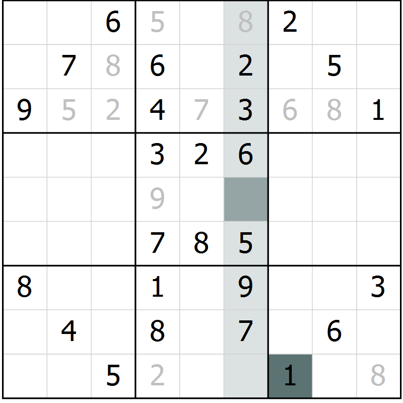 Position des candidats pour la solution de la Gr 51 page 53 du magazine de sudoku Success n° 020