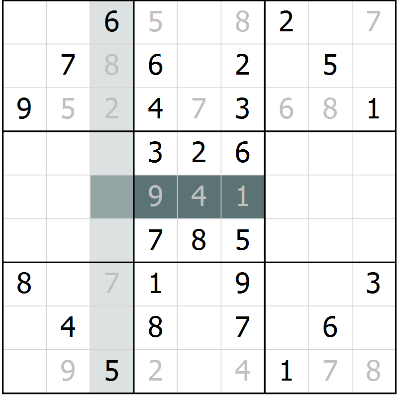 Position des candidats pour la solution de la Gr 51 page 53 du magazine de sudoku Success n° 020