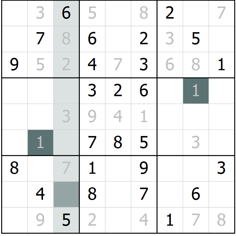 Position des candidats pour la solution de la Gr 51 page 53 du magazine de sudoku Success n° 020