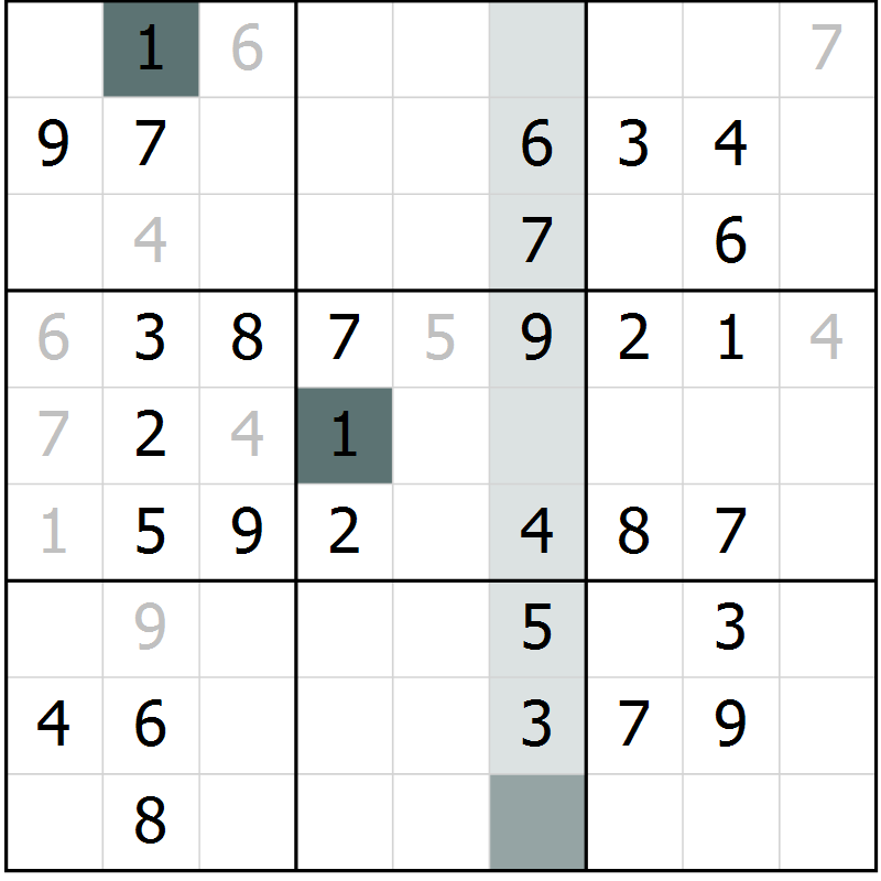 Position des candidats pour la solution de la Gr 52 page 54 du magazine de sudoku Success n° 020