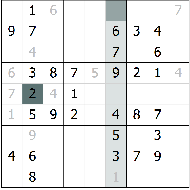 Position des candidats pour la solution de la Gr 52 page 54 du magazine de sudoku Success n° 020