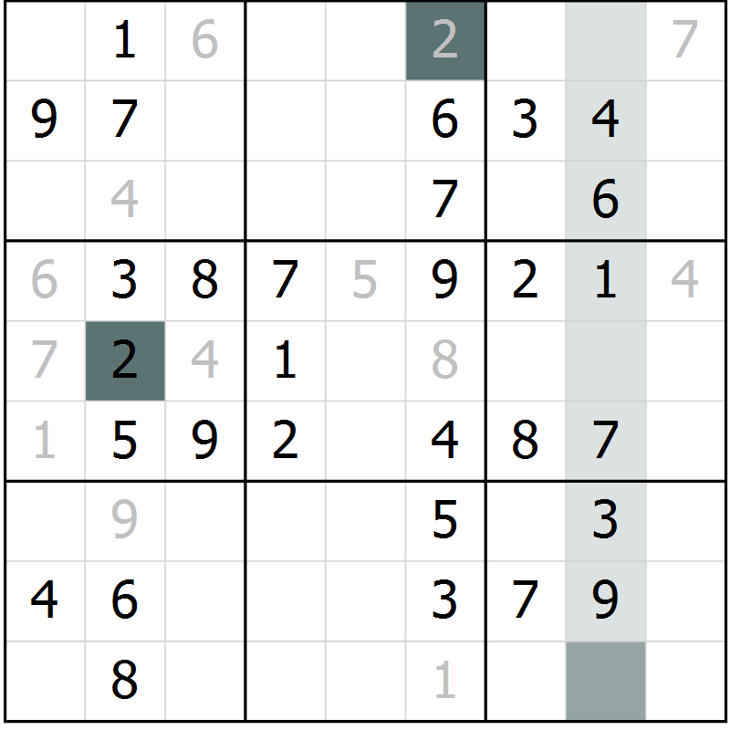 Position des candidats pour la solution de la Gr 52 page 54 du magazine de sudoku Success n° 020