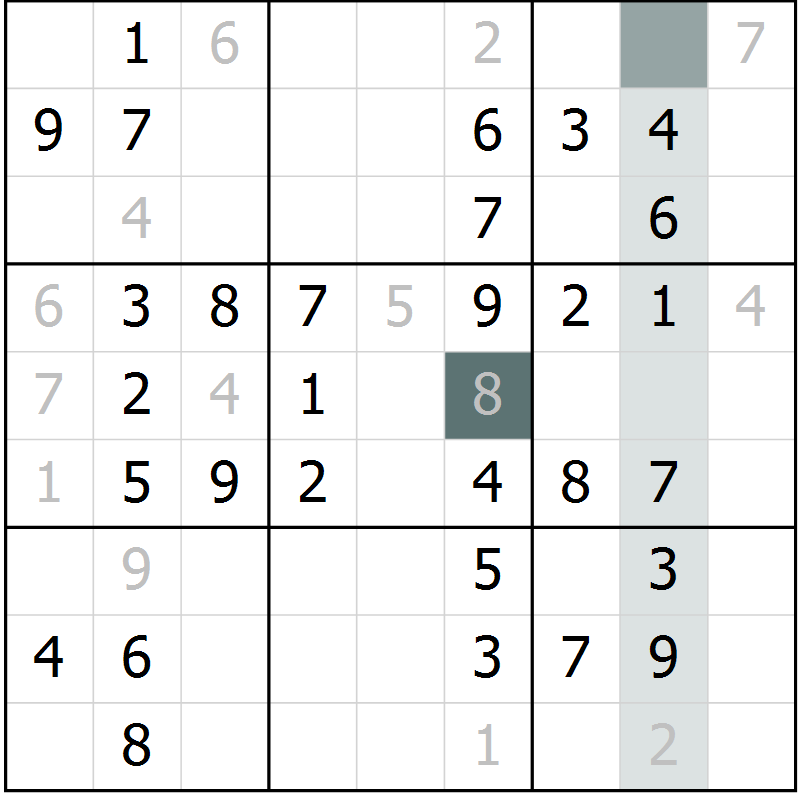 Position des candidats pour la solution de la Gr 52 page 54 du magazine de sudoku Success n° 020