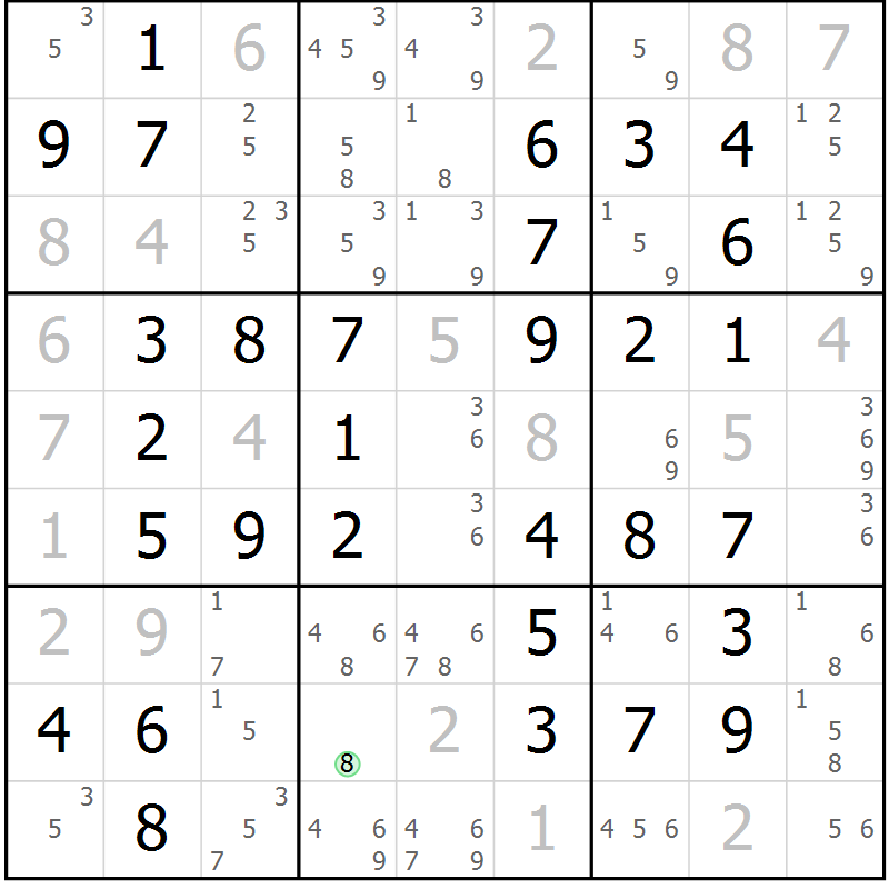 Position des candidats pour la solution de la Gr 52 page 54 du magazine de sudoku Success n° 020