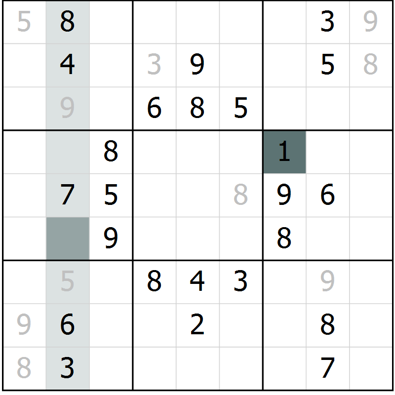 Position des candidats pour la solution de la Gr 55 page 57 du magazine de sudoku Success n° 020