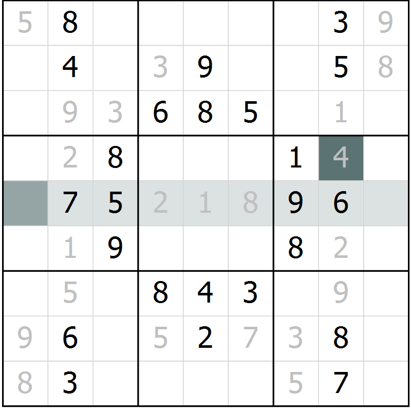 Position des candidats pour la solution de la Gr 55 page 57 du magazine de sudoku Success n° 020