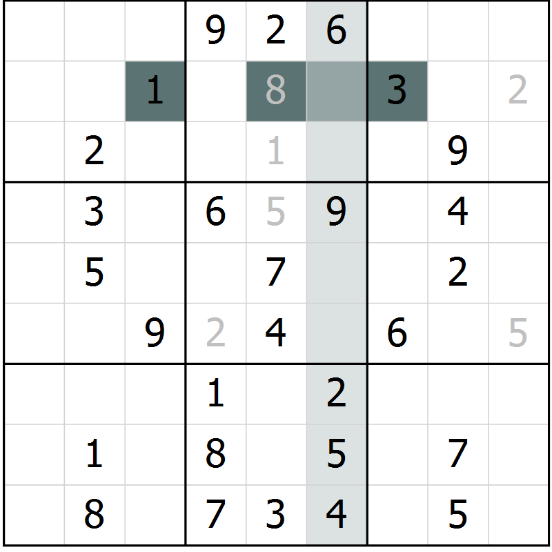 Position des candidats pour la solution de la Gr 56 page 58 du magazine de sudoku Success n° 020