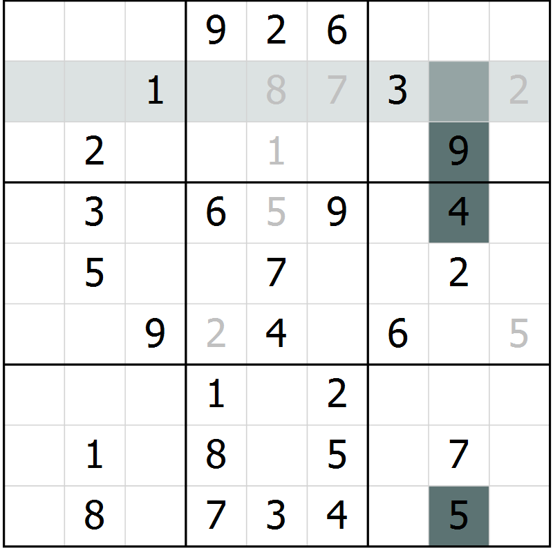 Position des candidats pour la solution de la Gr 56 page 58 du magazine de sudoku Success n° 020