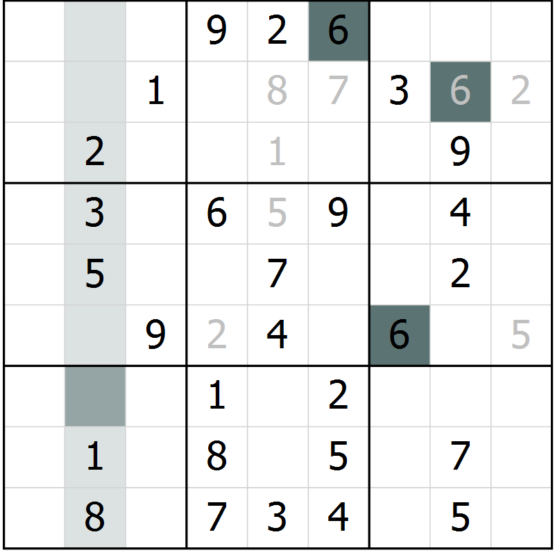 Position des candidats pour la solution de la Gr 56 page 58 du magazine de sudoku Success n° 020