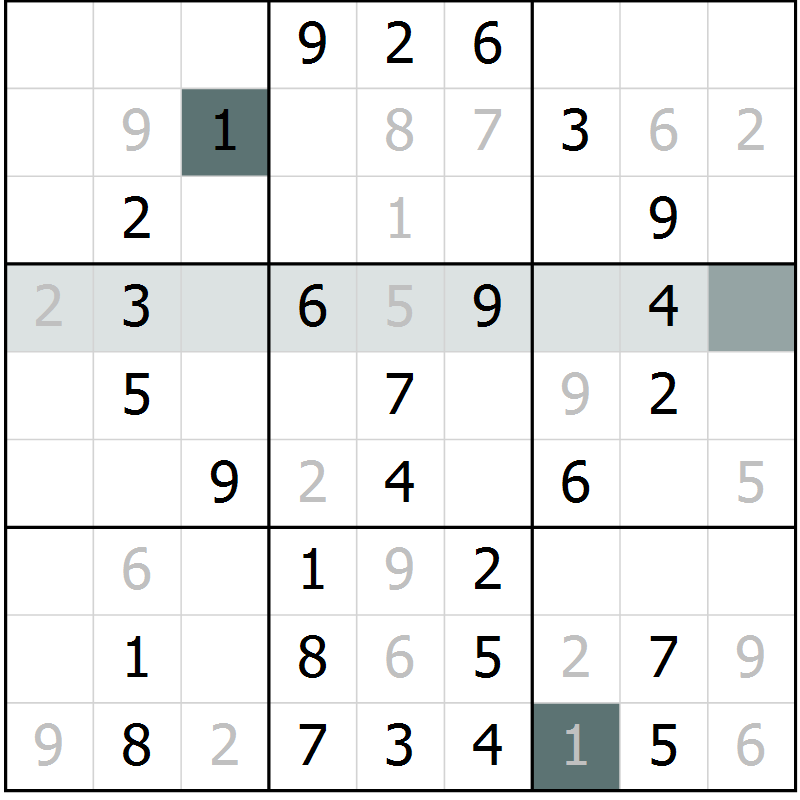 Position des candidats pour la solution de la Gr 56 page 58 du magazine de sudoku Success n° 020