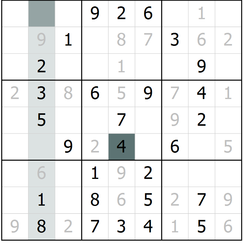 Position des candidats pour la solution de la Gr 56 page 58 du magazine de sudoku Success n° 020