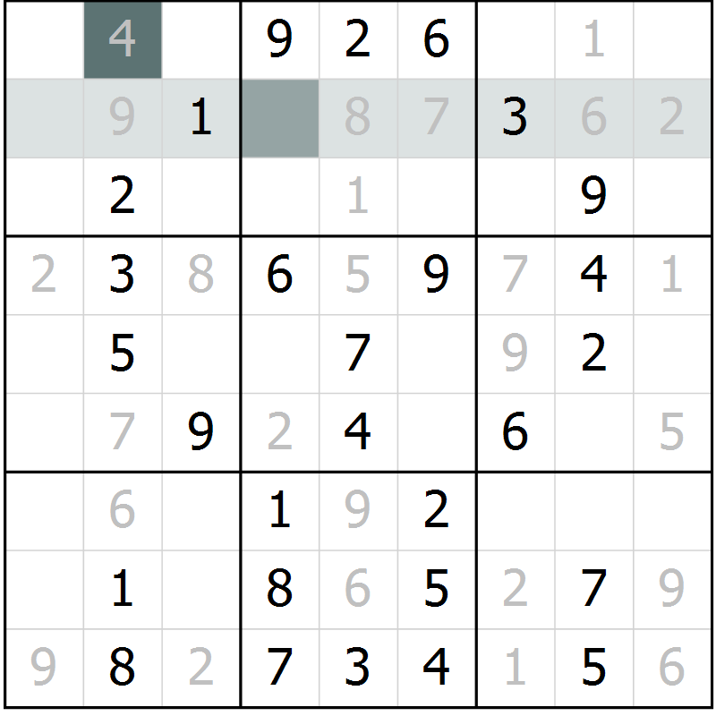 Position des candidats pour la solution de la Gr 56 page 58 du magazine de sudoku Success n° 020