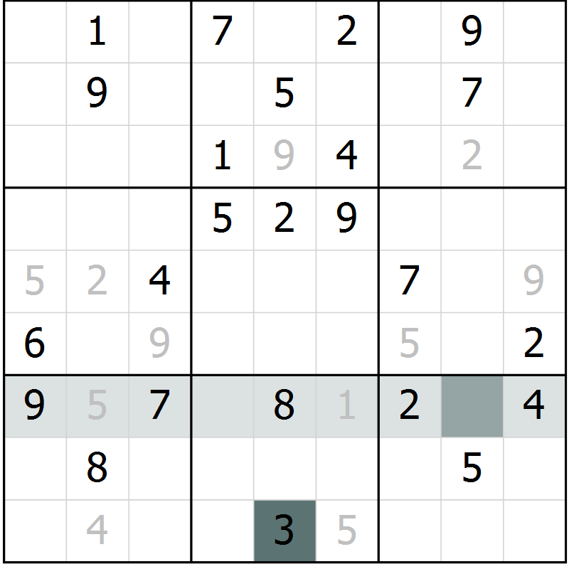 Position des candidats pour la solution de la Gr 58 page 60 du magazine de sudoku Success n° 020