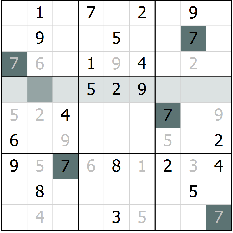 Position des candidats pour la solution de la Gr 58 page 60 du magazine de sudoku Success n° 020