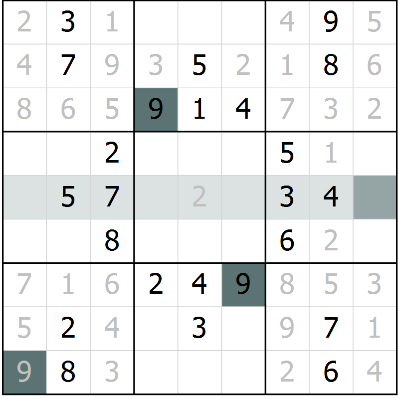 Position des candidats pour la solution de la Gr 59 page 61 du magazine de sudoku Success n° 020
