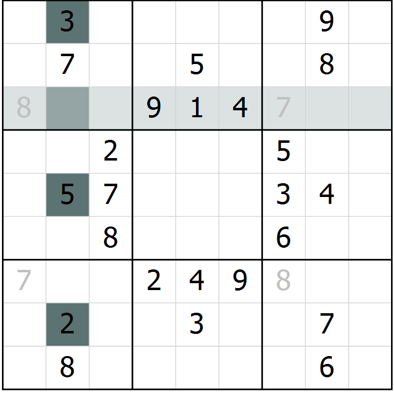 Position des candidats pour la solution de la Gr 59 page 61 du magazine de sudoku Success n° 020