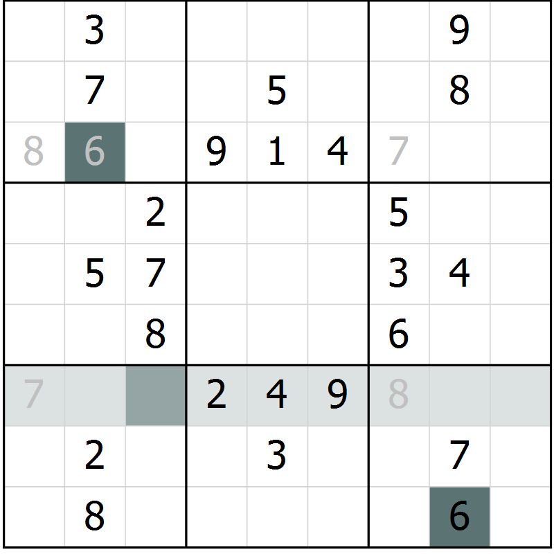 Position des candidats pour la solution de la Gr 59 page 61 du magazine de sudoku Success n° 020
