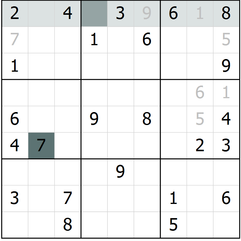 Position des candidats pour la solution de la Gr 6 page 8 du magazine de sudoku Success n° 020