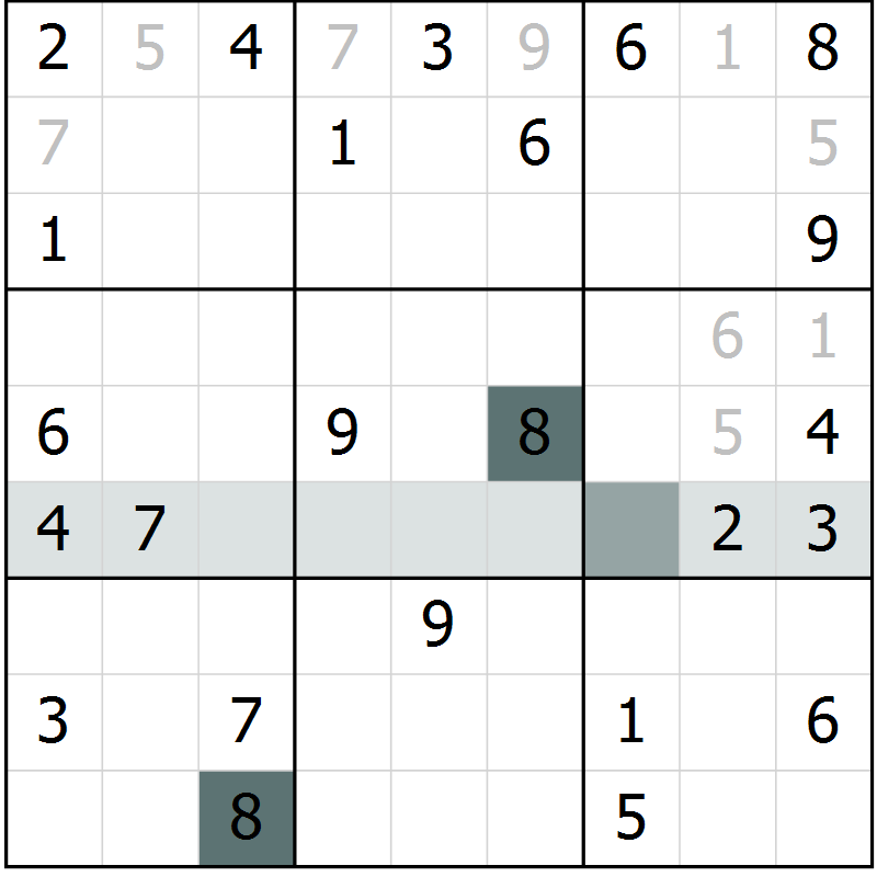 Position des candidats pour la solution de la Gr 6 page 8 du magazine de sudoku Success n° 020