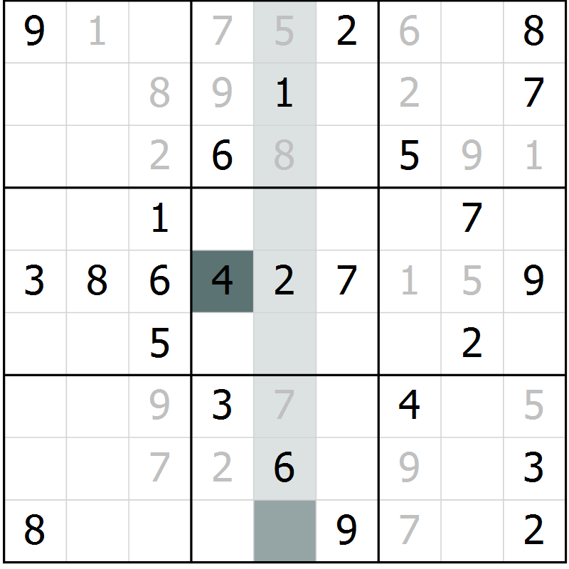 Position des candidats pour la solution de la Gr 60 page 62 du magazine de sudoku Success n° 020