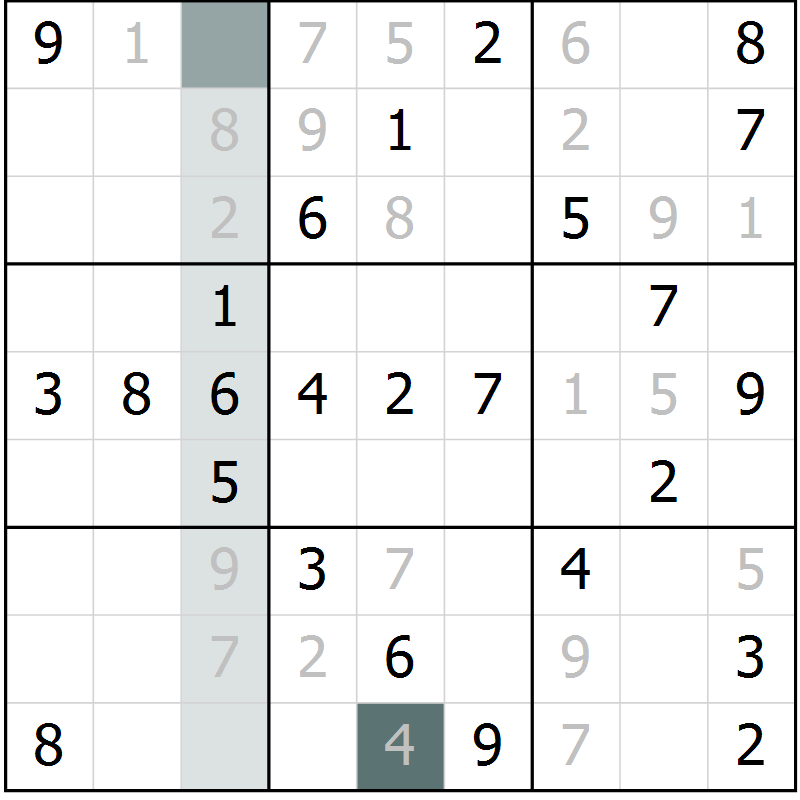 Position des candidats pour la solution de la Gr 60 page 62 du magazine de sudoku Success n° 020