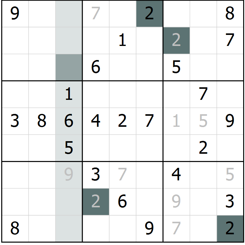 Position des candidats pour la solution de la Gr 60 page 62 du magazine de sudoku Success n° 020