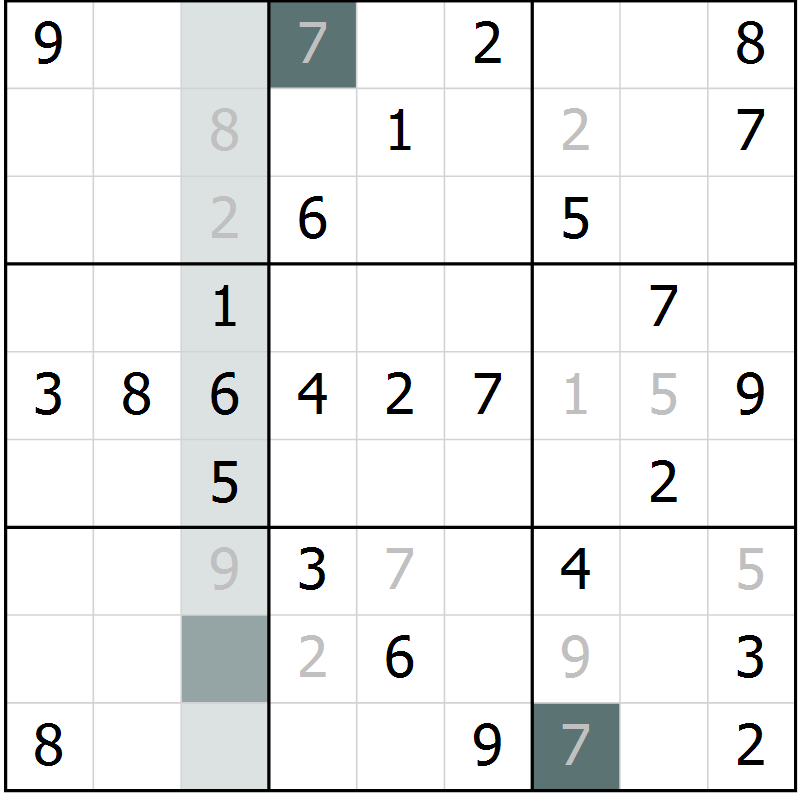 Position des candidats pour la solution de la Gr 60 page 62 du magazine de sudoku Success n° 020