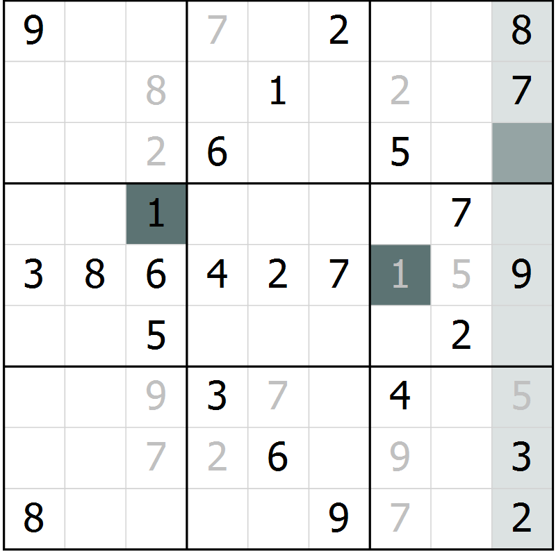 Position des candidats pour la solution de la Gr 60 page 62 du magazine de sudoku Success n° 020