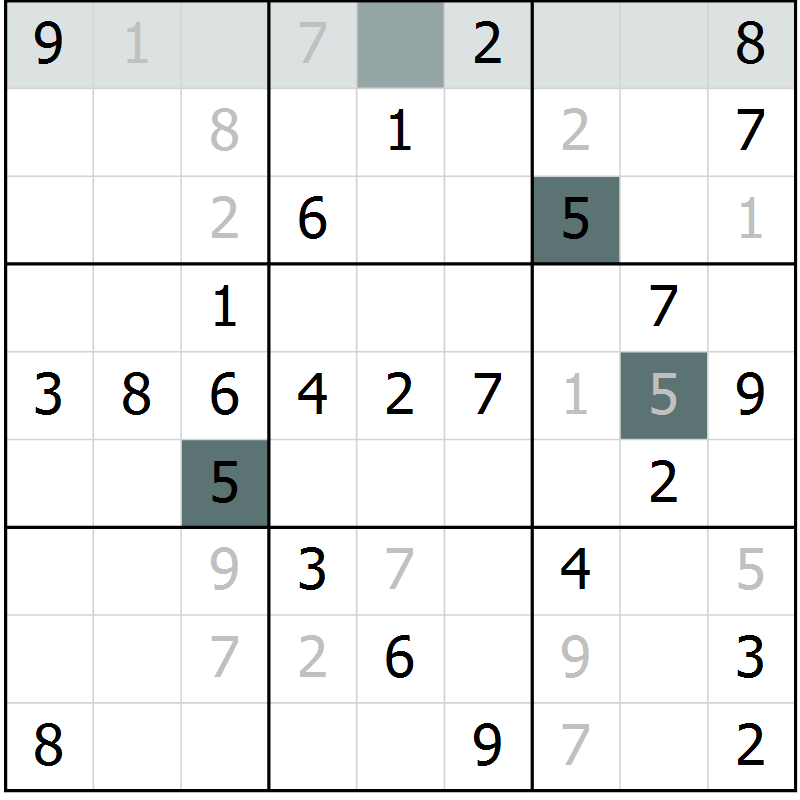 Position des candidats pour la solution de la Gr 60 page 62 du magazine de sudoku Success n° 020